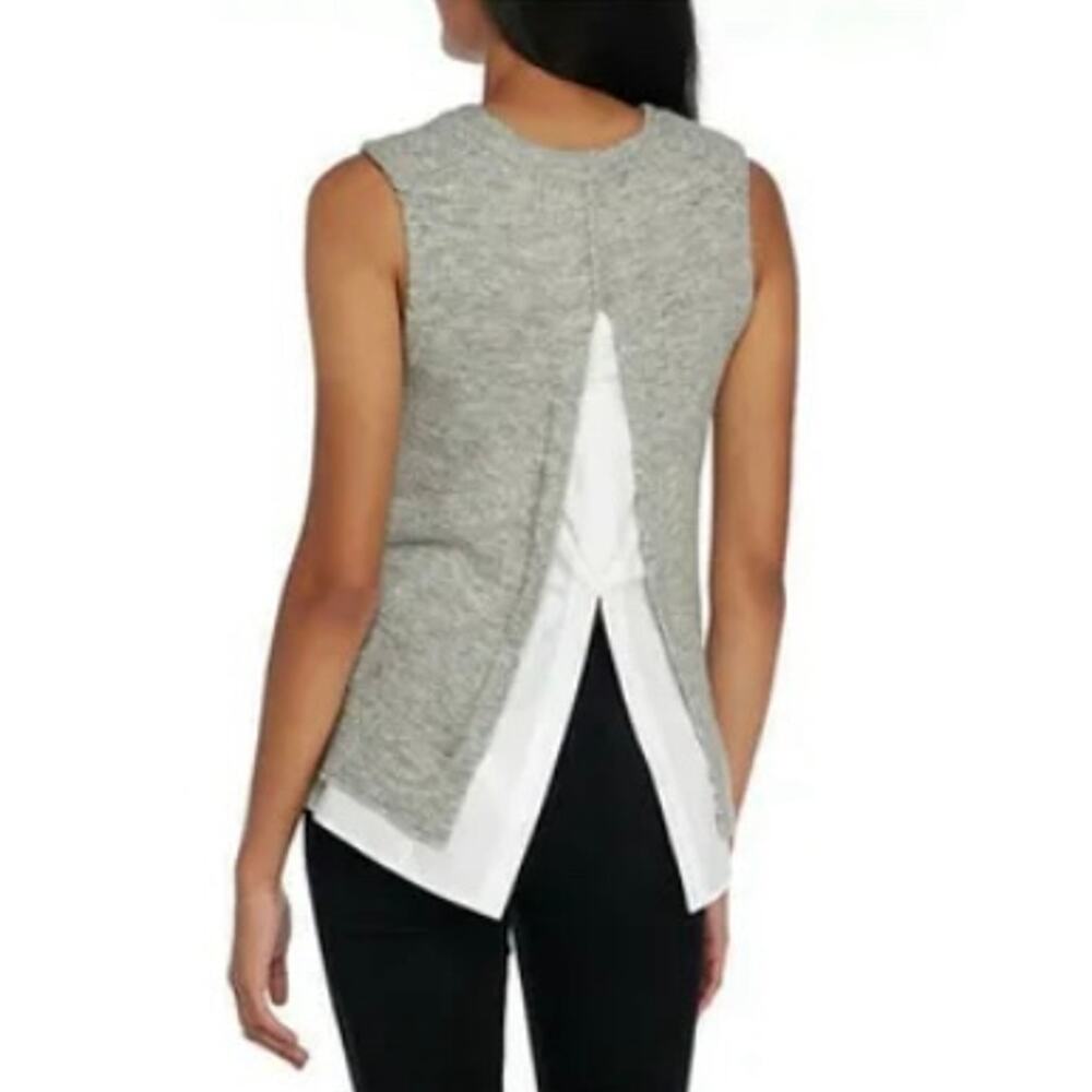 English Factory Gray Sweater Sleeveless Slit Back Women's Small
